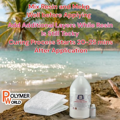 Polymer World- Premium Grade Polyester Resin 4 Gallon Kit with MEKP for Boats, Cars, Surfboard, RV's, Pools,Canoes, Jetskis, Watercrafts (1, 4 Gallons) - size: 4 Gallons