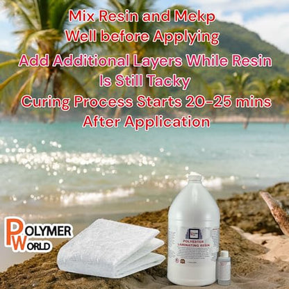 Polymer World- Premium Grade Polyester Resin 4 Gallon Kit with MEKP for Boats, Cars, Surfboard, RV's, Pools,Canoes, Jetskis, Watercrafts (1, 4 Gallons) - size: 4 Gallons