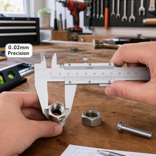 Stainless Steel Digital Caliper, 0-150mm / 0-5.91in Measuring Tool, 0.02mm Precision for DIY and Household Use