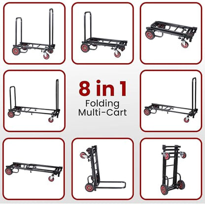 Pyle Compact Folding Adjustable Equipment Dolly - Heavy Duty Multi‑Function Convertible Cart Hand Truck/Platform Cart with Wheels - Expandable Up to 25.24" to 40.24" - 200LBS MAX Load Capacity - size: 25.24'' x 14.25''