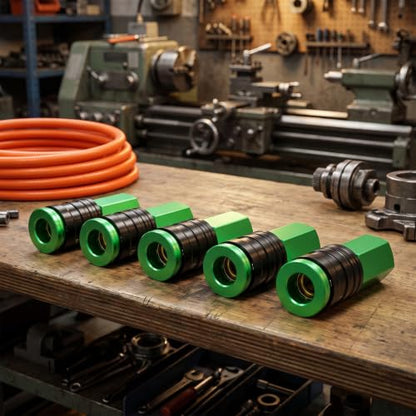 GASHER 1/4" FNPT 5IN1 Universal Quick Industrial Air Coupler Green - color: Green