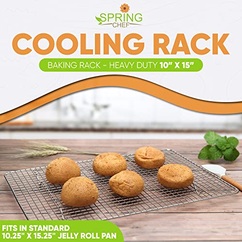 Spring Chef 10" x 15" Stainless Steel Cooling Rack for Baking, Set of 2 - size: 10"x15", style: 2 Pack