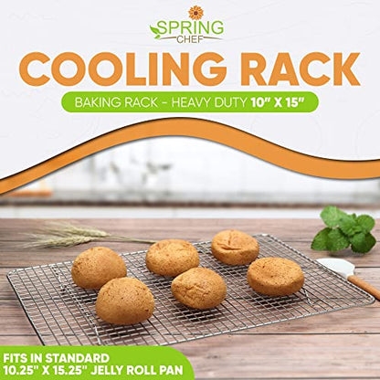 Spring Chef 10" x 15" Stainless Steel Cooling Rack for Baking, Set of 2 - size: 10"x15", style: 2 Pack