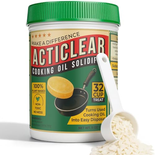 Cooking Oil Solidifier - 11oz (32 Cups) Algae-Based Grease Hardener for Easy Disposal, Turns Used Cooking Oils to Solid Waste, Kitchen Fry Oil Solution (2.2 Gallons) - size: 11 Ounce (Pack of 1)