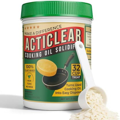 Cooking Oil Solidifier - 11oz (32 Cups) Algae-Based Grease Hardener for Easy Disposal, Turns Used Cooking Oils to Solid Waste, Kitchen Fry Oil Solution (2.2 Gallons) - size: 11 Ounce (Pack of 1)