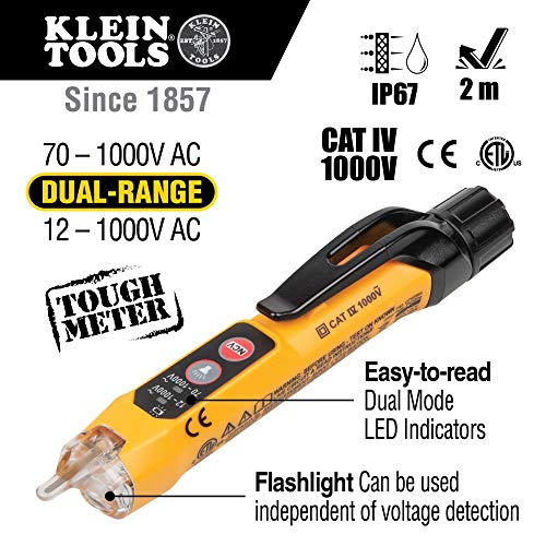 Klein Tools NCVT3PKIT Electrical Test Kit, Dual-Range Non-Contact Voltage Tester & RT250 GFCI Receptacle Tester with LCD Display, for Standard 3-Wire 120V Electrical Outlets - style: NCVT Kit + Receptacle Tester