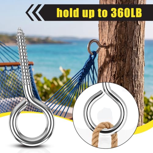 50 Pcs 304 Stainless Steel Screw Eye Hooks, M8-4 Inch - size: M8-4 Inch