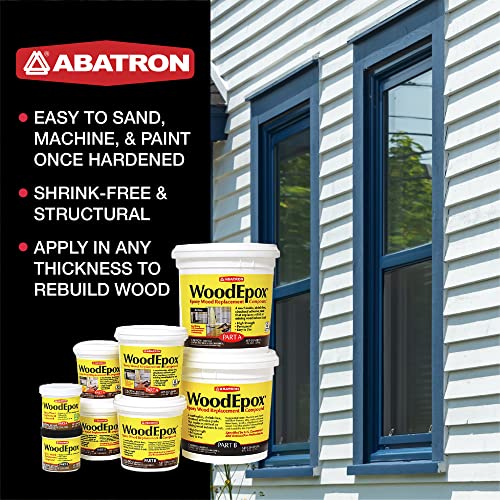 Abatron WoodEpox Kit - 12 oz - 2-Part Structural Epoxy Adhesive Filler - Wood Filler Putty - size: 12 fluid ounce