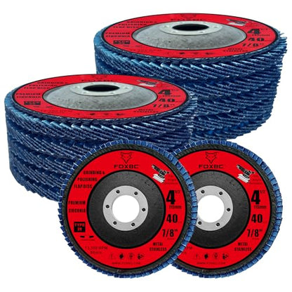 FOXBC 4 1/2 inch Flap Disc 40 Grit for Angle Grinder, Type 29, Premium Zirconium Grinding and Polishing for Metal, 10 Pack
