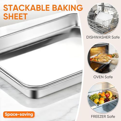 LIANYU Stainless Steel Baking Sheet Set of 3, 20”x14”, Dishwasher Safe - size: 19.7x13.8x1 Inch