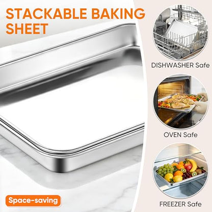 LIANYU Stainless Steel Baking Sheet Set of 3, 20”x14”, Dishwasher Safe - size: 19.7x13.8x1 Inch