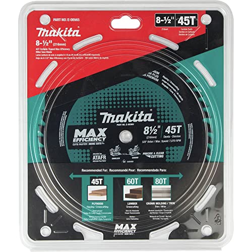 Makita E-06965 Max Efficiency 8-1/2" 45 Tooth Thin Kerf Miter Saw Blade