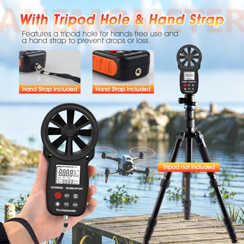 Wireless Handheld Anemometer, Digital Wind Speed Meter with APP - size: Small