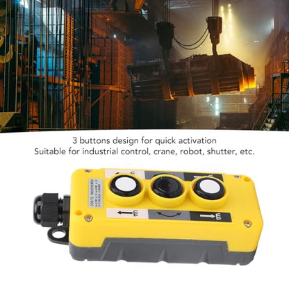 Hoist Crane Push Button Switch with 3 Buttons, IP68 Crane Pendant Control Station, Industrial Equipment Control Switch for Automation System