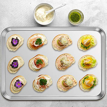 Stainless Steel Baking Sheet Pan Set of 2, Cookie Sheets 20 x 14 x 1.3 Inch - size: 20 inch