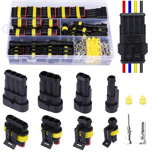 352PCS 1/2/3/4 Pin Connector Kit, Automotive Electrical Connector Terminals