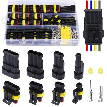 352PCS 1/2/3/4 Pin Connector Kit, Automotive Electrical Connector Terminals