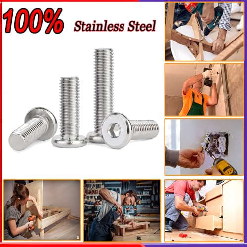 Metuja 5/16-18x1 Flat Head Hex Socket Cap Screws Bolts,304 Stainless Steel Fully Threaded Machine Screws with Hex Key (50PCS) Corrosion-Resistant for Furniture/Machinery - size: 5/16-18 x 1"