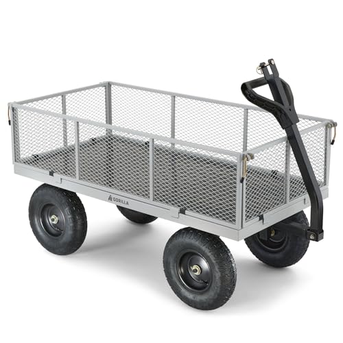 Gorilla Carts Steel Utility Garden Cart, 1000 lb. Capacity, Gray - color: Gray