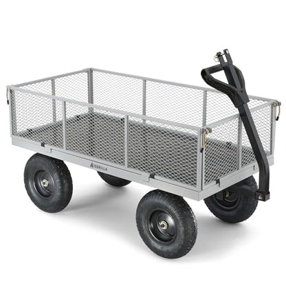 Gorilla Carts Steel Utility Garden Cart, 1000 lb. Capacity, Gray - color: Gray