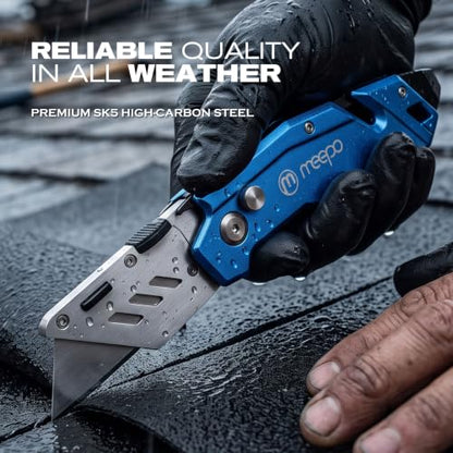 M MEEPO 2-Pack Box Cutter, Heavy Duty Folding Utility Knife, with 50 Blades - size: 2-PACK