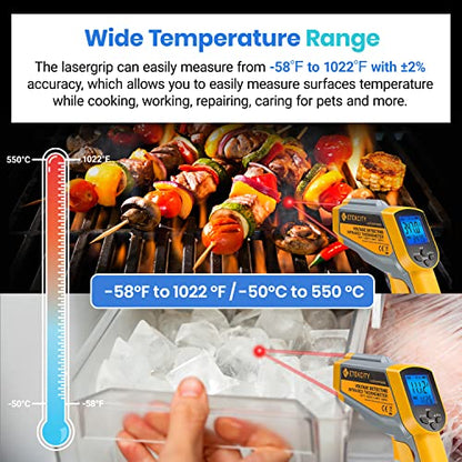 Etekcity Dual Laser Infrared Thermometer Temperature Gun, -58°F ~1022°F - color: Yellow 2 Laser, style: Classic