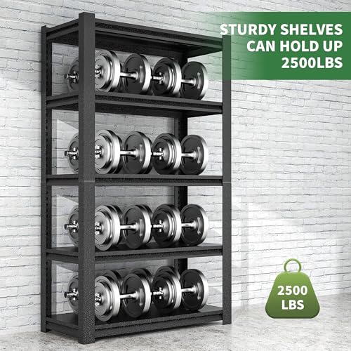 78" H Garage Shelves, Garage Shelving Heavy Duty, 3000Lbs 5 Tier Adjustable Garage Storage Shelves Suitable for Warehouse, Basement, Workshop,Require Assembly, 18" D*48" W *78" H(Black) - size: 17.99"D*47.24"W*77.95"H