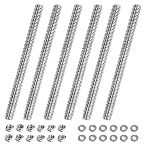 6pcs M8 x 100mm Fully Threaded Rod, M8-1.25mm Thread Pitch,304 Stainless Steel Right Hand Threads Rods, with Nuts and Flat Washer,for Clamps, Hangers and U-Bolts (M8 x 100mm) - size: M8 x 100mm