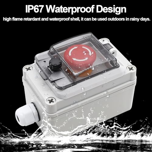 TWTADE e-Stop Push Button Switch with Box Outdoor IP67 Waterproof Emergency Stop Push Button Station Box 22mm 1NO 1NC Emergency Stop Switch with Protective Cover - color: White with IP67 Box, size: 1NO 1NC
