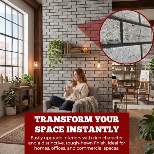 K&B Panels 3D Wall Panel, Realistic Smooth Brick Effect Styrofoam Wall Panelling, Lightweight, Easy to Install, Dual Insulation to Reduce Acoustic Noise, Indoor & Outdoor (Light Grey) (5 Panel) - color: Classic Light Grey, size: Box of 5