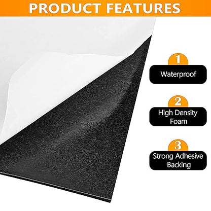 Sponge Neoprene Foam Rubber Sheet with Adhesive, 12 in x 81 in x 1/8 in Multi-Function Soundproof High Density Waterproof Rubber Mat, Perfect Cosplay Easy Cut DIY Neoprene Padding Roll - Black - color: Black, size: 12 in x 81 in x 1/8 in