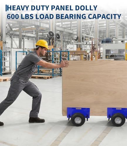 Garvee Panel Dolly with Extended Handle, 660 LBS Capacity, Heavy Duty Drywall Cart with 10" Solid Rubber Wheels, Panel Cart for Sheetrock Plywood & Doors Transport - color: Blue | 2 Pack