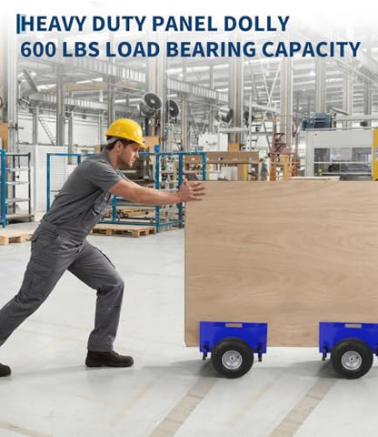 Garvee Panel Dolly with Extended Handle, 660 LBS Capacity, Heavy Duty Drywall Cart with 10" Solid Rubber Wheels, Panel Cart for Sheetrock Plywood & Doors Transport - color: Blue | 2 Pack