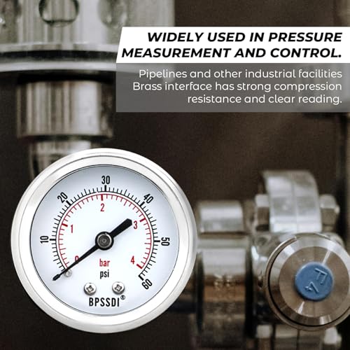 0-60 Psi Low Pressure Gauge, 2" Dial Size, 1/4 G Back Mount, Stainless Steel Case for Water Pressure Gauge Test for Water Pipe, HVAC(with Tape) - size: 0-60 psi, style: Back Mount