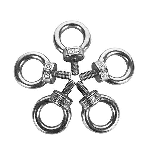5Pcs 304 Stainless Steel M6 Male Thread Machinery Lifting Ring Eye Bolts