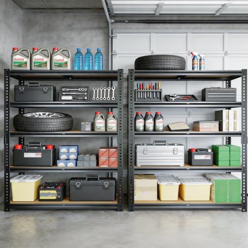 Storage Shelves Unit,40" W 5-Tier Garage Shelving Heavy Duty Metal Adjustable Garage Shelves,Stable Shelves Organizer for Pantry, Kitchen and Basement,40" W x 20" D x 72" H,Black - size: 20"D x 40"W x 72"H(Metal Board)