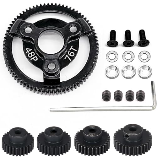 48P 72T Hardened Steel Spur Gear with 27T 28T 29T 30T Pinions, 3.175mm Bore - size: 76T-27T 28T 29T 30T