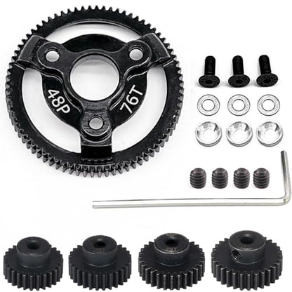 48P 72T Hardened Steel Spur Gear with 27T 28T 29T 30T Pinions, 3.175mm Bore - size: 76T-27T 28T 29T 30T