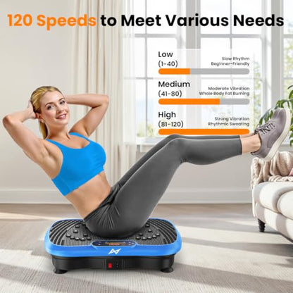 AXV Vibration Plate Exercise Machine Fitness Platform Body Vibrating Board - color: SLIM.BLUE