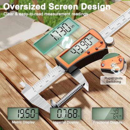 Preciva Digital Caliper 6 inch,Rechargeable Caliper with Oversized
