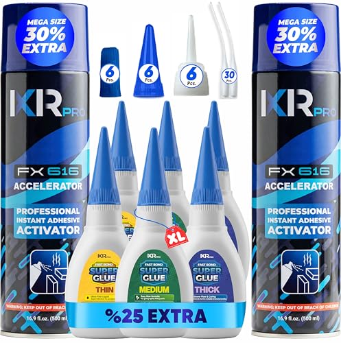 CA Glue with Activator, 6X Thin Medium Thick Glue Kit 2X 16.9oz Accelerator - size: 2 Pack