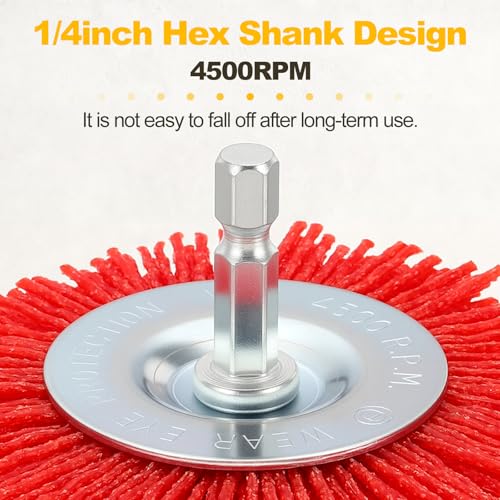 9pcs 1-3in Wire Wheels Cup Brush for Drill, 1/4in Shank, Nylon - size: 1-3in