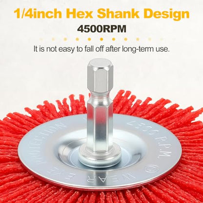 8pcs Wire Brush for Drill Kit, 1/4in Shank, Nylon, 80-240 Grit