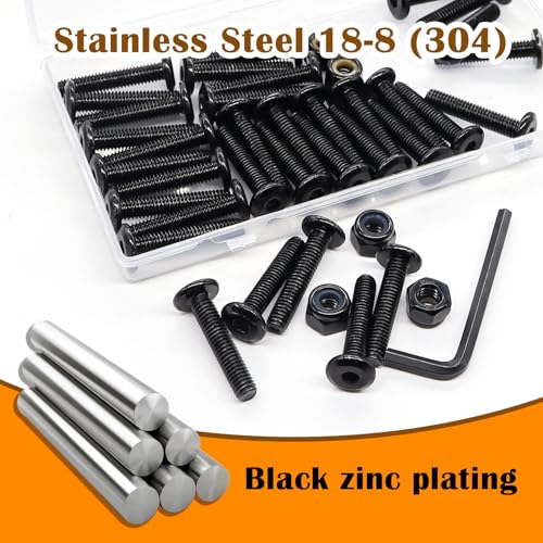weideer 30pcs M6 x 25mm Nuts and Bolts Kit, Stainless Steel 18-8 (304) Flat Head Hex Socket Cap Furniture Bolts,Nylon Insert Hex Lock Nuts with Hex Spanner - size: M6x25mm, style: Flat Head Hex