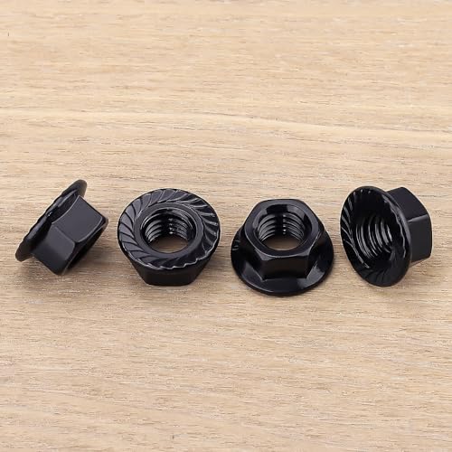 1/4"-20 Hex Head Serrated Flange Nuts, 304 Stainless Steel 18-8 Hexagon Head Flange Nuts for Home Automotive DIYer, Black Oxide Finish, Hex Drive, 50 PCS - size: 1/4"-20