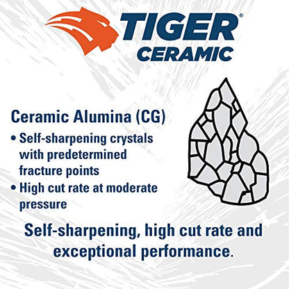 Weiler 69852 Tiger Ceramic Alumina Resin Fiber Sanding & Grinding Disc, 4-1/2" Diameter, 50 Grit, 7/8" Arbor Hole (Pack of 25) - size: 7/8" Arbor, style: 50 Grit