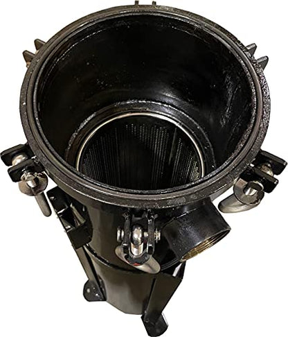 PRM #2 Carbon Steel Bag Filter Housing - 8"x30" - 2" NPT Inlet/Outlet - Dual Side & Bottom Outlets - 150 PSI Max - FKM O-Ring, 100 GPM Flow, Epoxy Coated, Stainless Steel Basket, Safety Vent