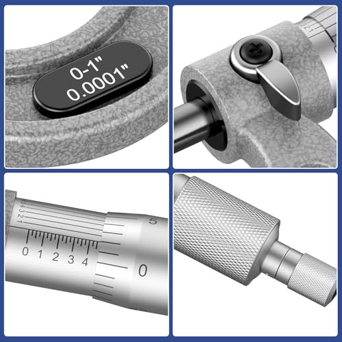 HDLNKAK Outside Micrometer Set 0-4", with Zero Wrench and Case(Gray) - color: Silver