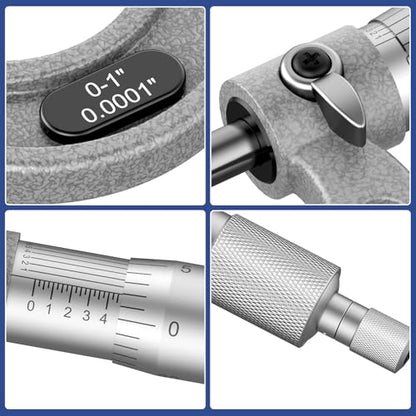 HDLNKAK Outside Micrometer Set 0-4", with Zero Wrench and Case(Gray) - color: Silver