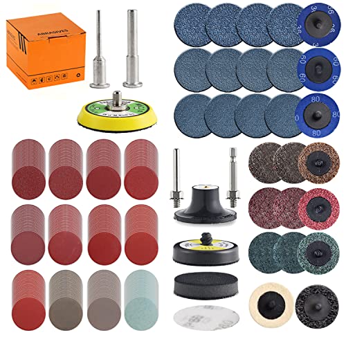 Tshya 270Pack 2inch Sanding Discs Pad Variety Kit for Drill Grinder Rotary Tools Die Grinder Accessories with 1/8"&1/4" Shank Backer Plate, Sanding Pads Includes 36-3000 Grit - style: Mix 270Pack